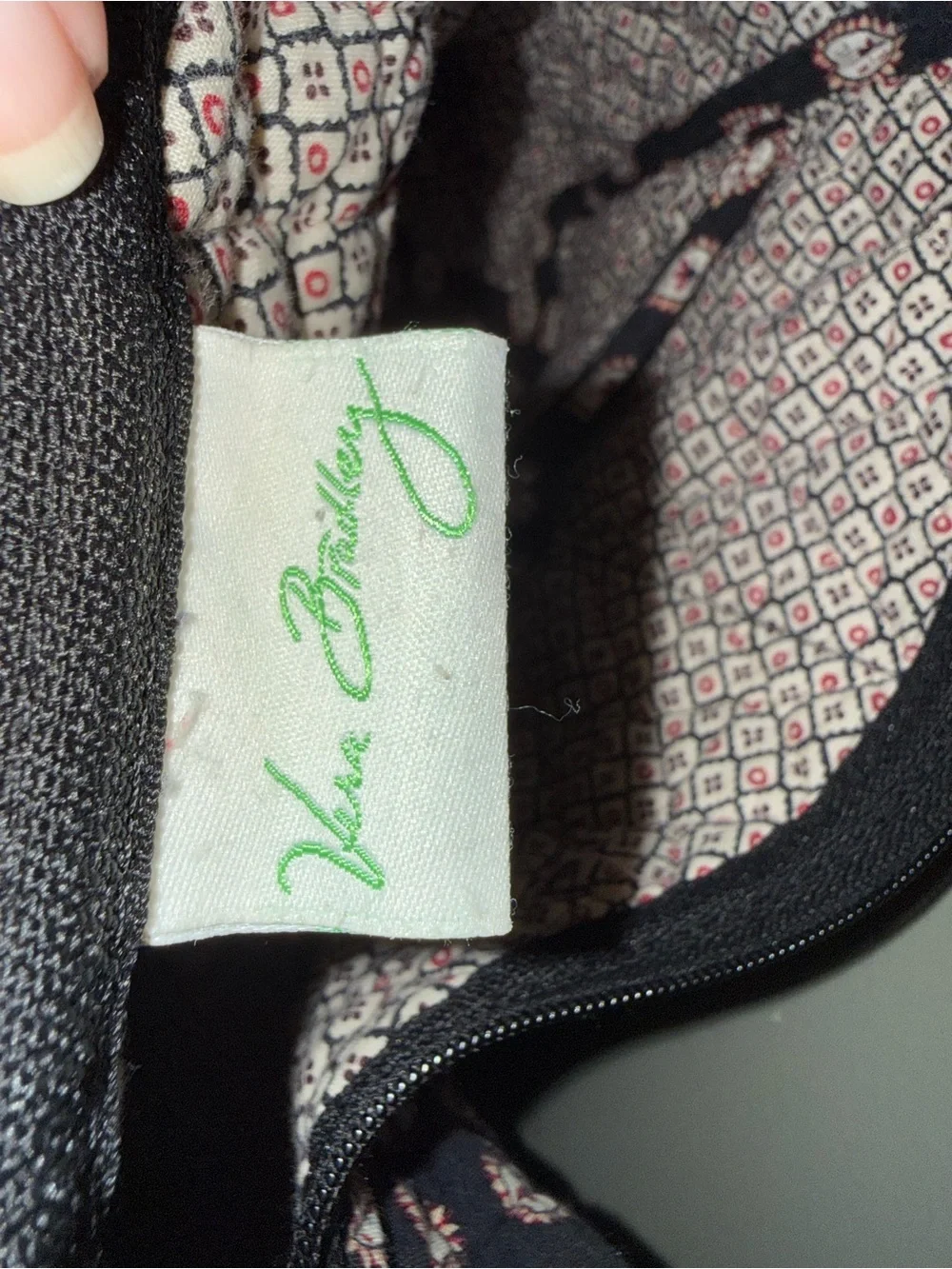 Vera Bradley Black Shoulder Bag with Pink and Cream Medallions